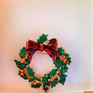Vintage Christmas Wreath Brooch